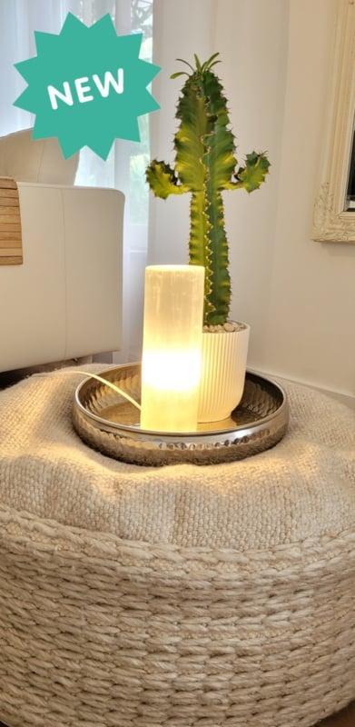 Seleniet cilinder lamp ± 25cm hoog, Maison & Meubles, Lampes | Autre, Enlèvement ou Envoi