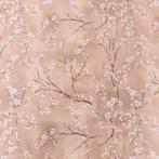 Bloemachtig katoenweefsel - Perzikbloemen op een