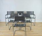 Stoel - Eco-leer - Set van zes stalen bureaustoelen, Antiek en Kunst