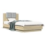 vidaXL Cadre de lit avec tête de lit chêne sonoma, Neuf, Verzenden