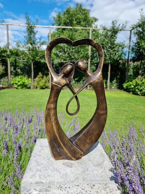Statue, Loving couple, abstract - 40 cm - Bronze, Antiek en Kunst, Curiosa en Brocante