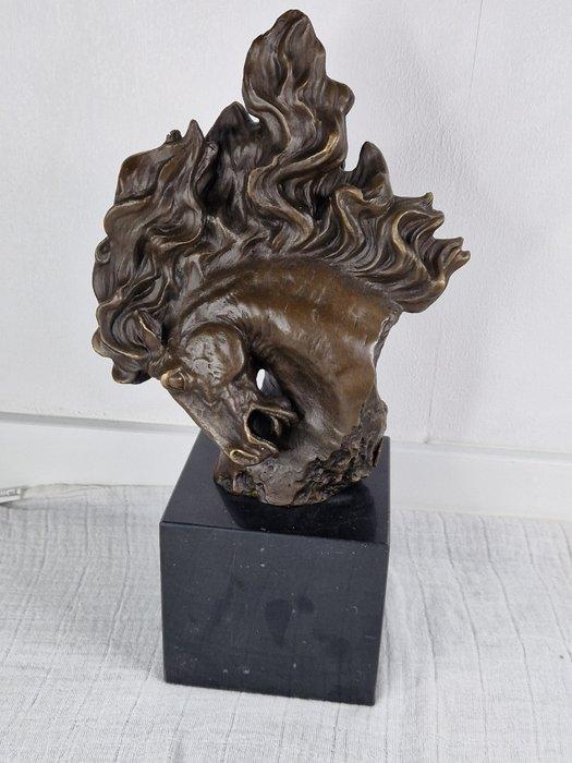 Nick - Nick - Beeld, Bronzen paardenhoofd - 31 cm - Brons,, Antiquités & Art, Curiosités & Brocante