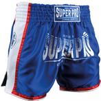 Super Pro Muay Thai Kickboks Broek Stripes Blauw Wit, Vechtsport, Verzenden