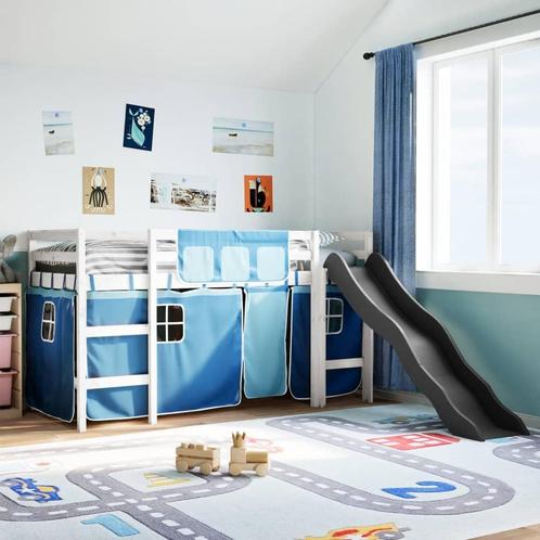 vidaXL Kinderhoogslaper met gordijnen 90x200 cm grenenhout, Huis en Inrichting, Slaapkamer | Bedden, Nieuw, Verzenden