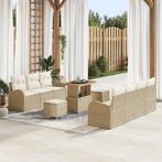 vidaXL 10-delige tuinzetel set met kussens Beige Poly Rattan, Tuin en Terras, Tuinsets en Loungesets, Verzenden, Nieuw