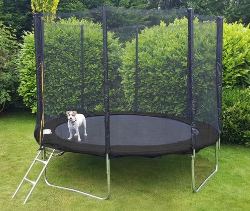 Trampoline zwart 305 cm - met veiligheidsnet & ladder - t..., Kinderen en Baby's, Speelgoed | Buiten | Trampolines, Nieuw, Ophalen of Verzenden