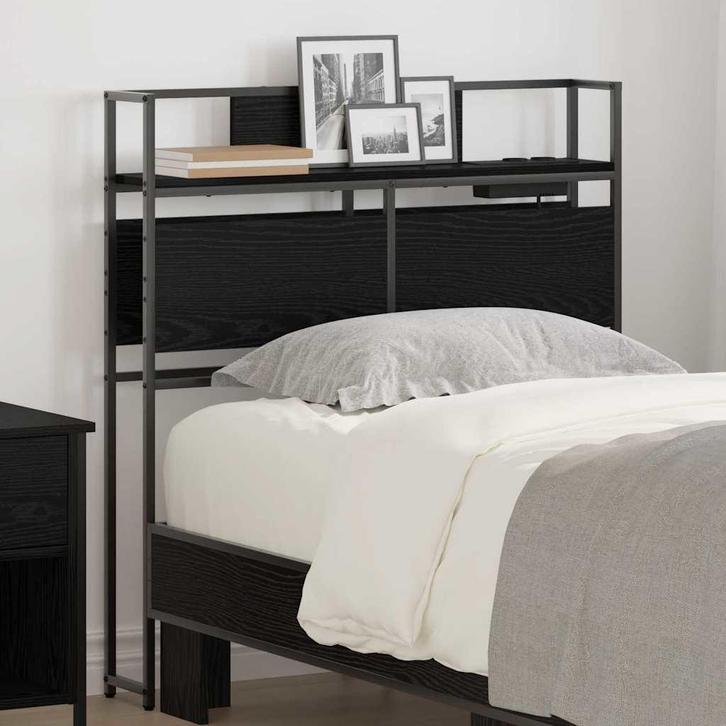 vidaXL Opberghoofdbord met plank Zwart eiken 75 cm Bewerkt, Huis en Inrichting, Slaapkamer | Bedden, Nieuw, Verzenden
