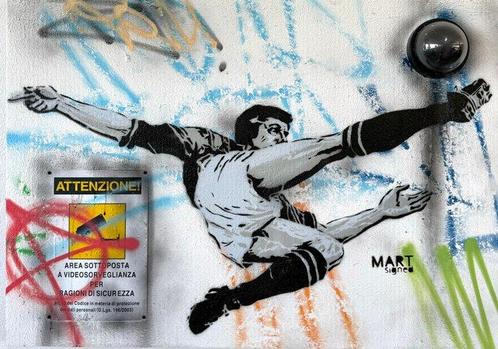 Mart Signed - Bicycle kick (Carlo Parola) -, Antiek en Kunst, Kunst | Schilderijen | Modern