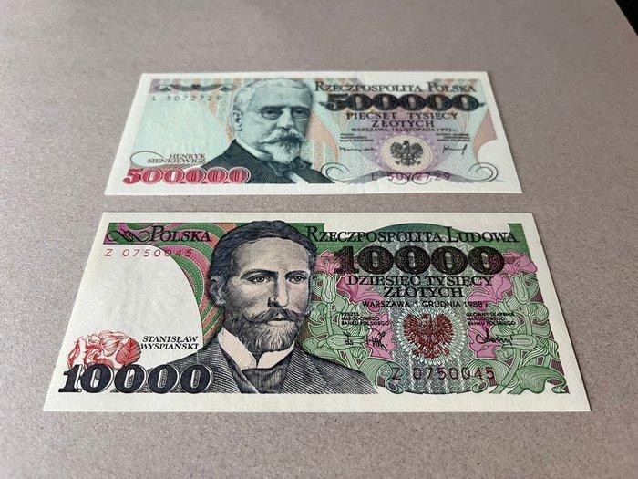 Polen. - 10 000 and 500 000 Zlotych - 1988/1993 (Zonder, Postzegels en Munten, Bankbiljetten | Europa | Niet-Eurobiljetten