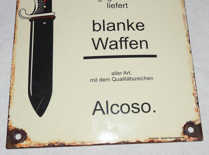 Emailleschild Alexander Coppel Stahlwaren Waffenfabrik, Antiek en Kunst, Antiek | Wandborden en Tegels