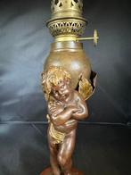 after A. Moreau - Olielamp - Brons, Messing, Zinklegering -