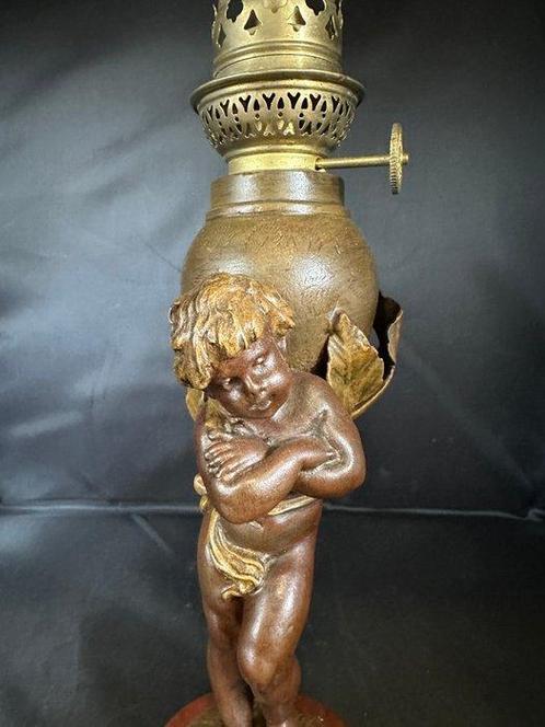 after A. Moreau - Olielamp - Brons, Messing, Zinklegering -, Antiek en Kunst, Antiek | Overige Antiek