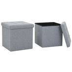 vidaXL Tabourets de rangement pliables lot de 2 gris, Verzenden