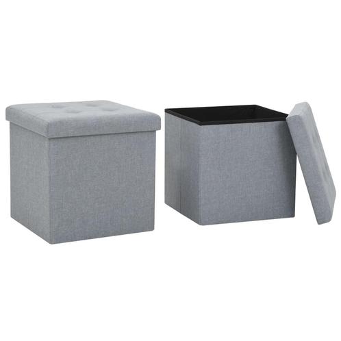 vidaXL Tabourets de rangement pliables lot de 2 gris, Maison & Meubles, Chaises, Neuf, Envoi