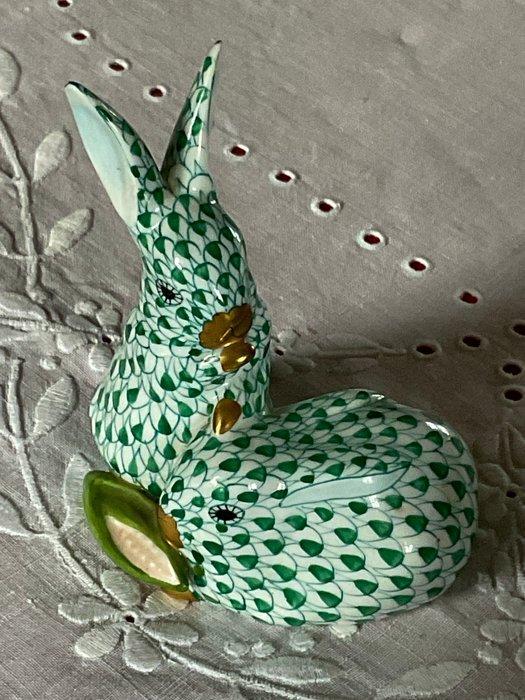 Herend - Beeldje - Fishnet pair of rabbits - Porselein, Antiek en Kunst, Antiek | Glaswerk en Kristal