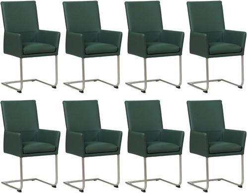 Set van 8 Groene leren industriële eetkamerstoelen - poot, Maison & Meubles, Chaises, Enlèvement ou Envoi