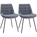 TRUUSK Set van 2 Gestoffeerde Eetkamerstoelen - Fluweel - Re, Verzenden, Nieuw