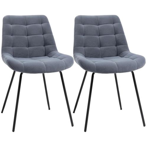 TRUUSK Set van 2 Gestoffeerde Eetkamerstoelen - Fluweel - Re, Huis en Inrichting, Stoelen, Verzenden