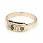 Ring - 14 karaat Geel goud Diamant (Natuurlijk) - Saffier