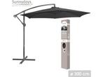 ZWART RONDE GEDEPORTEERDE PARASOL DIAM 300CM CANVAS 180GR, Verzenden, Zo goed als nieuw
