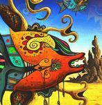 Pascal Manitoba (XX - sur la trace .. des poissons volants, Antiek en Kunst, Kunst | Schilderijen | Modern