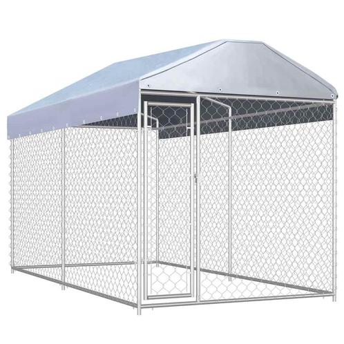 vidaXL Hondenkennel voor buiten met dak 382x192x225 m, Dieren en Toebehoren, Hondenbenches, Nieuw, Verzenden