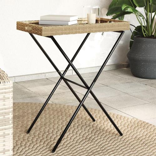 vidaXL Dienbladtafel inklapbaar 65x40x75 cm poly rattan, Tuin en Terras, Tuintafels, Nieuw, Verzenden