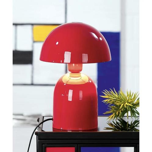Ronde Retro Tafellamp – Rood Metaal, Huis en Inrichting, Lampen | Tafellampen, Nieuw, Metaal, Minder dan 50 cm, Ophalen of Verzenden