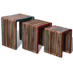 vidaXL Table gigogne 3 pcs Teck recyclé coloré, Huis en Inrichting, Verzenden