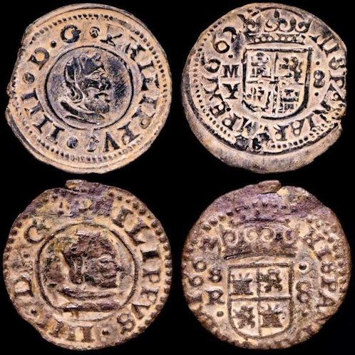Espagne. Felipe IV (1621 - 1665). Lote compuesto por dos (2), Postzegels en Munten, Munten | Europa | Niet-Euromunten