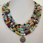 Lange natuurlijke multistone ketting met de heilige Fatima;, Antiek en Kunst