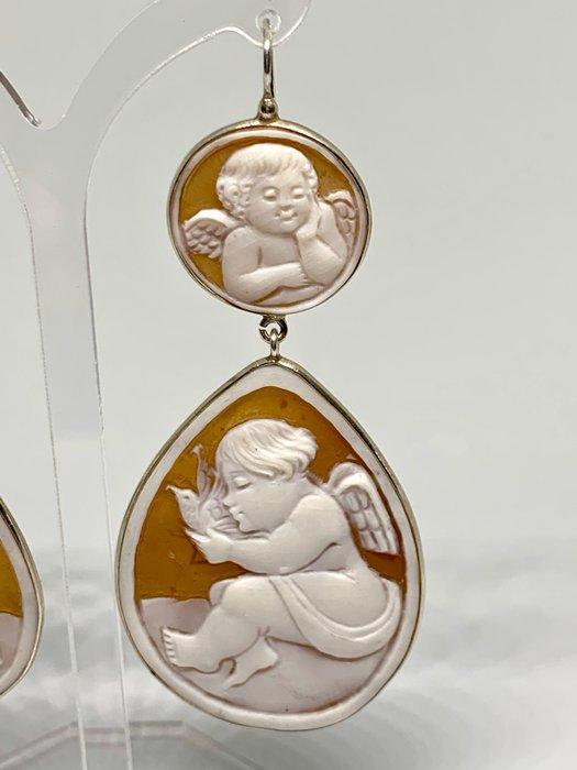 Zilver - Oorbellen - Cammeo in Sardonica, Antiek en Kunst, Curiosa en Brocante