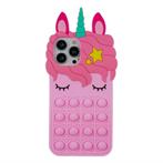 Pop-It Unicorn iPhone hoesje - Roze siliconen eenhoorn case, Hoesje of Tasje, Verzenden