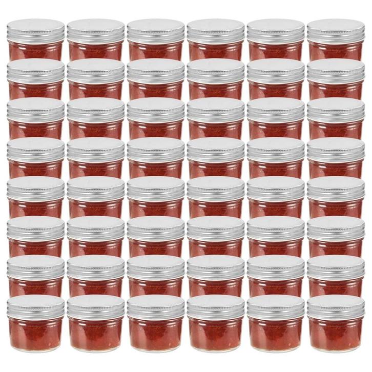 vidaXL Jampotten met zilverkleurige deksels 48 st 110 ml, Huis en Inrichting, Keuken | Potten en Pannen, Nieuw, Verzenden