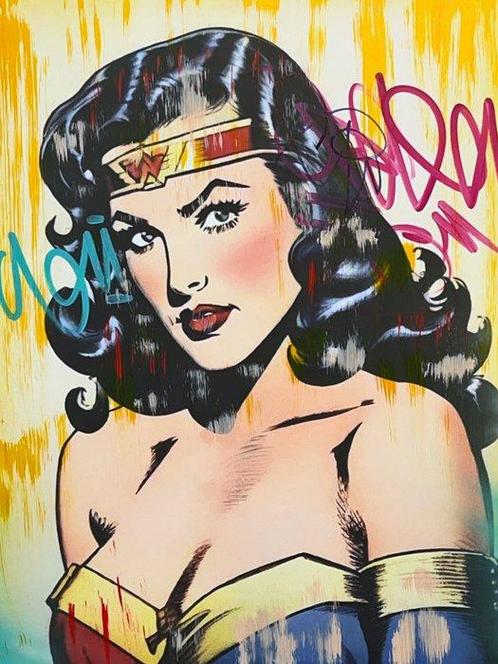 Dillon Boy (1979) - Vintage Beautiful Wonder Woman Goddess, Antiquités & Art, Art | Peinture | Moderne