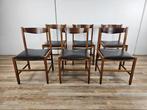 Chaise - Cuir, Teck - lot de six chaises vintage des années
