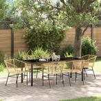 vidaXL 7-delige Tuin Eetset Bruin Poly Rattan, Tuin en Terras, Tuinstoelen, Verzenden, Nieuw