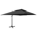 vidaXL Zwevende parasol met dubbele bovenkant zwart 400x300, Verzenden