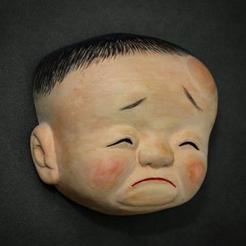 Japan Wooden Mask Sculpture of Weeping Child  ()  noh -