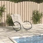 vidaXL Ligstoel met kussen staal en textileen crèmekleurig, Tuin en Terras, Ligbedden, Verzenden, Nieuw