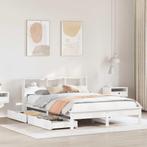 vidaXL Bed met boekenkast zonder matras grenenhout wit, Huis en Inrichting, Slaapkamer | Bedden, Verzenden, Nieuw