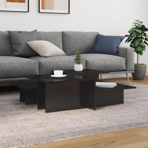 vidaXL Salontafels 2 st bewerkt hout hoogglans zwart, Huis en Inrichting, Tafels | Salontafels, Nieuw, Verzenden