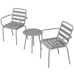 Bistroset - Stijlvolle Zitgroep - Stapelbare Stoelen - Grijs, Ophalen of Verzenden