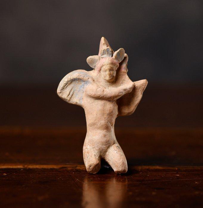 Oud-Griekenland Putti figuurtje in terracotta - 7 cm, Verzamelen, Mineralen en Fossielen