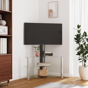 vidaXL Tv-standaard hoek 3-laags voor 32-70 inch zwart en, Verzenden, Nieuw