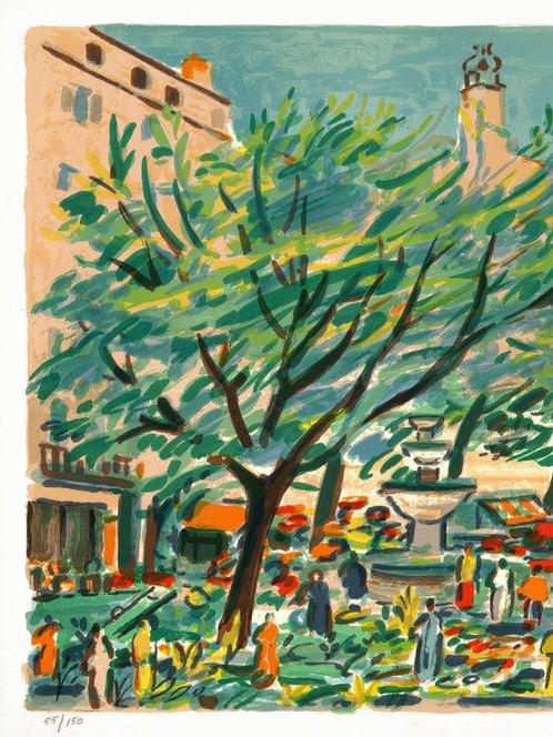 Robert Savary (1920-2000) - Paysage de Provence, le village, Antiek en Kunst, Antiek | Overige Antiek