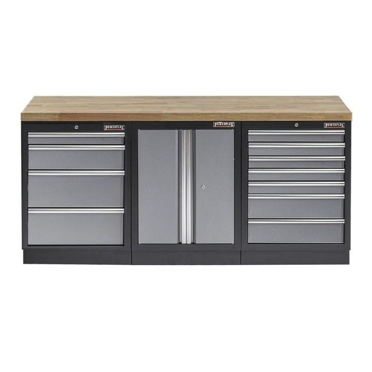 Werkbank set met hardhouten blad, werkplaatskast en 11 laden, Bricolage & Construction, Établis, Enlèvement ou Envoi