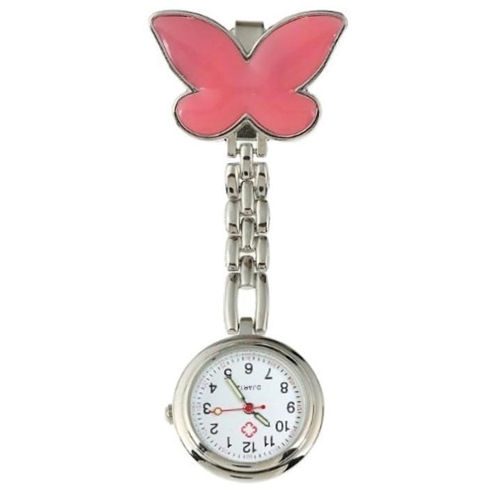 Fako - Verpleegstershorloge - Vlinder - Roze, Handtassen en Accessoires, Horloges | Dames, Verzenden