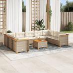 vidaXL Salon de jardin avec coussins 10 pcs beige résine, Jardin & Terrasse, Ensembles de jardin, Verzenden, Neuf, Salons de jardin