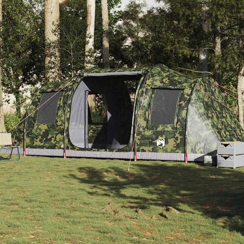vidaXL Tunneltent 4-persoons waterdicht camouflage, Caravans en Kamperen, Tenten, Nieuw, Verzenden